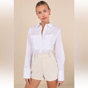 Lulu's High Waist Cream Shorts